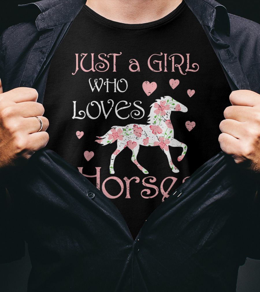 Just A Girl Who Loves Horses Horse Girl Lover Riding T-Shirt