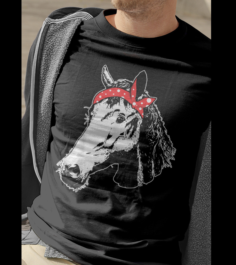 Funny Horse Red Bandana I Love Horse T-Shirt