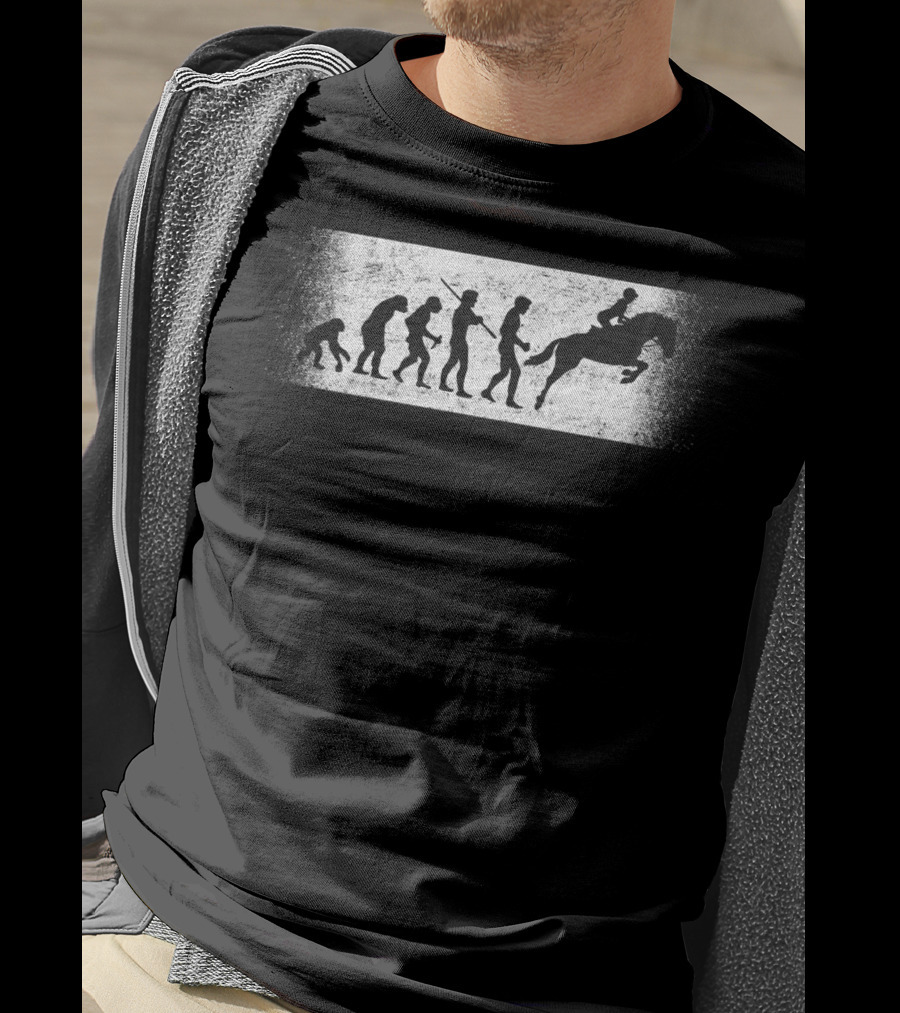 Funny Horse Riding Evolution Ofman Silhouette Progression T-Shirt