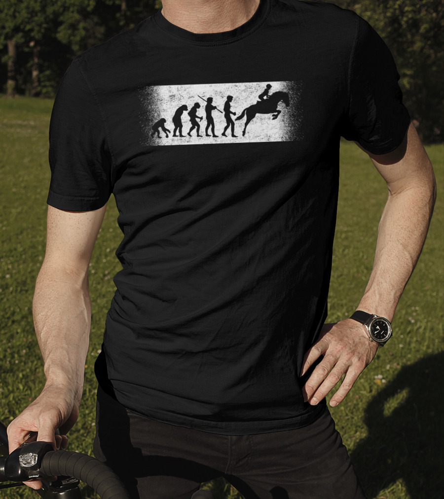 Funny Horse Riding Evolution Ofman Silhouette Progression T-Shirt