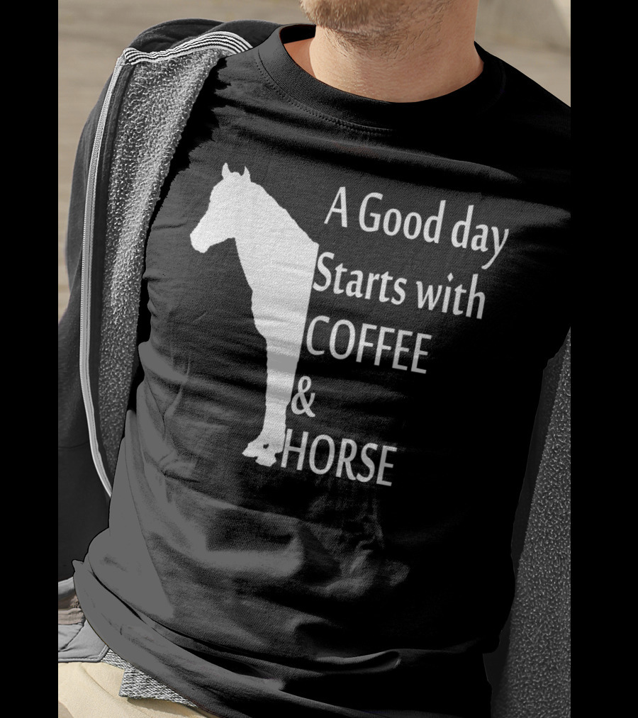 A Good Day Starts With Coffee And Horse Funny Orange Horse Lover T-Shirt