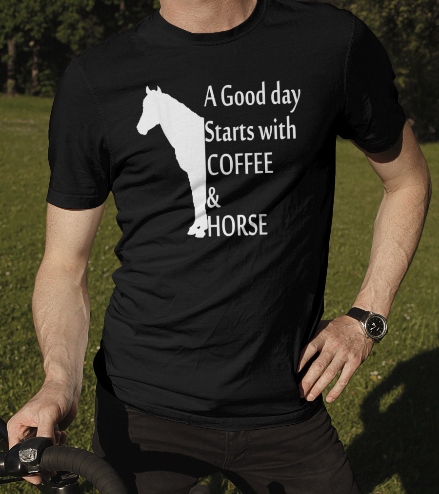 A Good Day Starts With Coffee And Horse Funny Orange Horse Lover T-Shirt