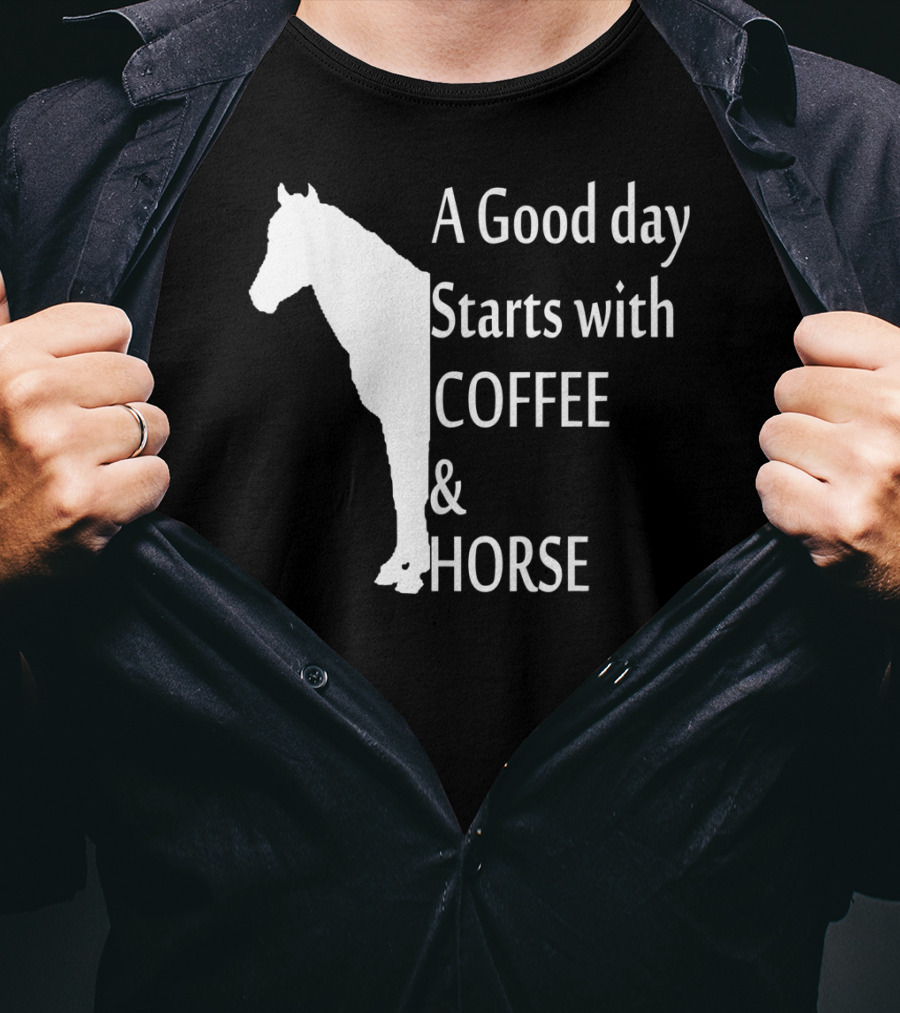 A Good Day Starts With Coffee And Horse Funny Orange Horse Lover T-Shirt