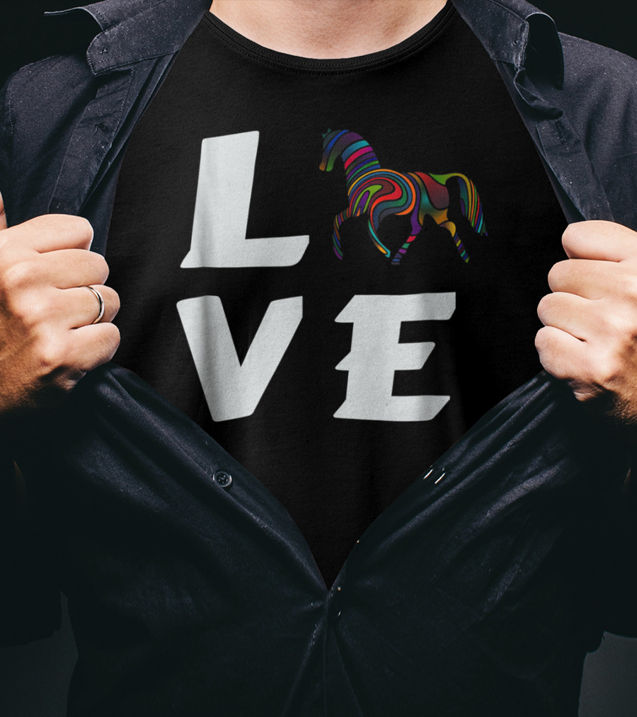 LOVE Girls Love Horses Colorful Horse T-Shirt
