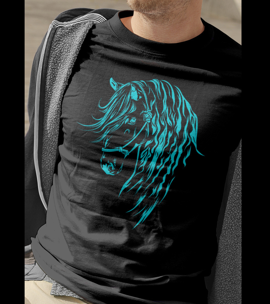 Glowing Forelock Horse Blueprint T-Shirt