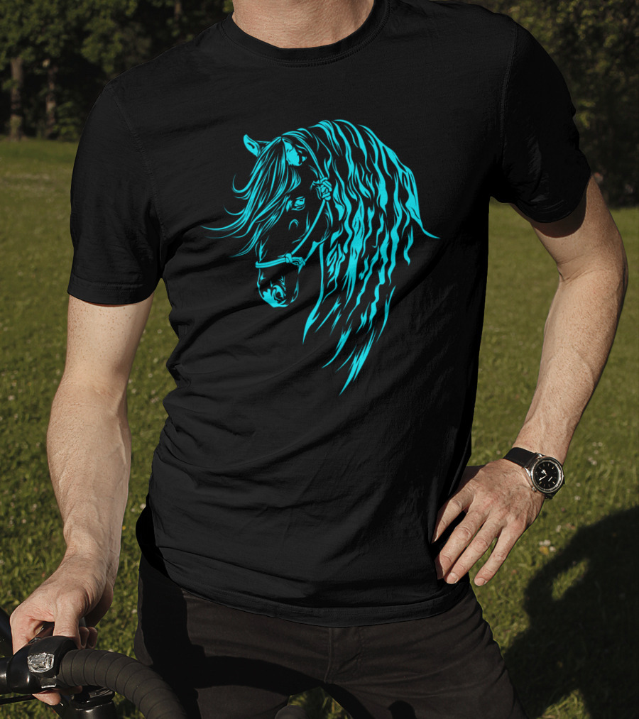 Glowing Forelock Horse Blueprint T-Shirt