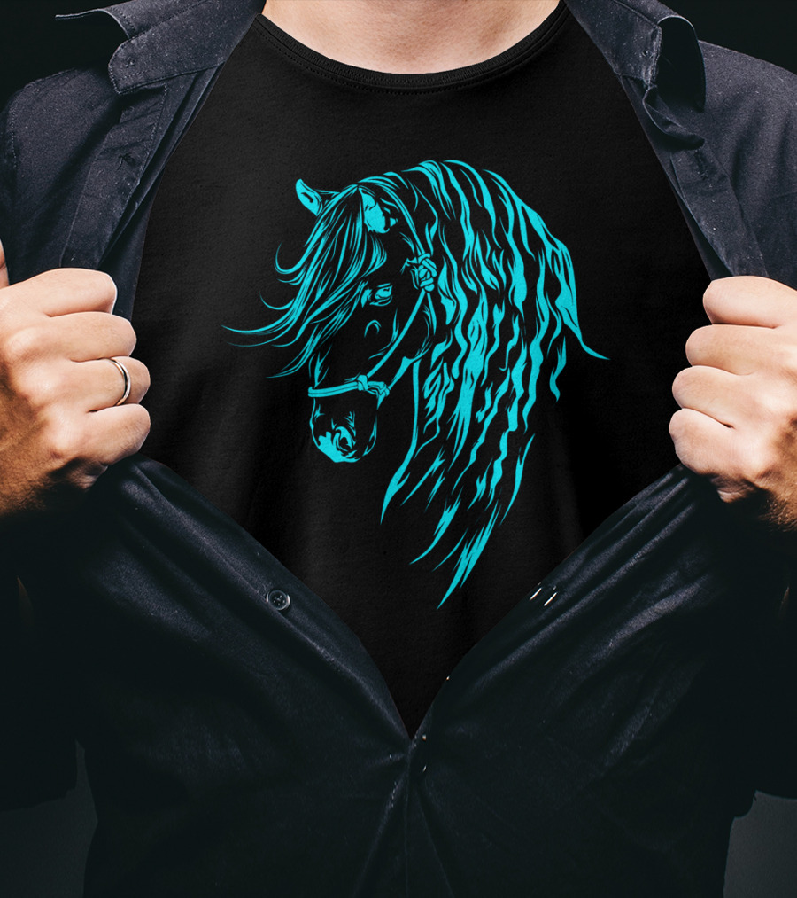 Glowing Forelock Horse Blueprint T-Shirt