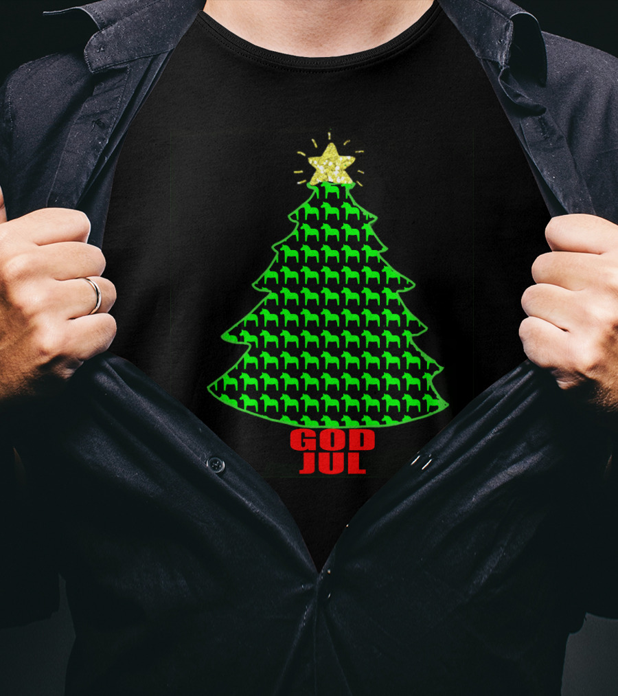 God Jul Dala Horse Christmas Tree Swedish VA T-Shirt