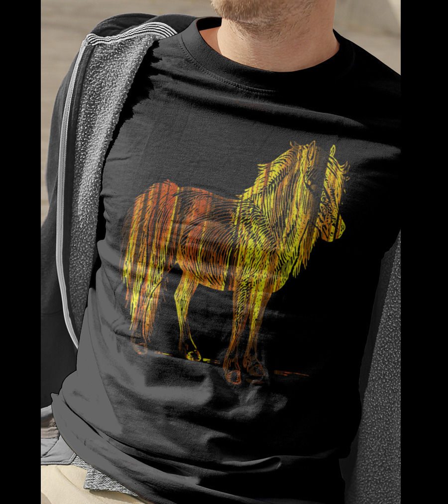 Golden Sparkling Horse Illuminated Elegance T-Shirt