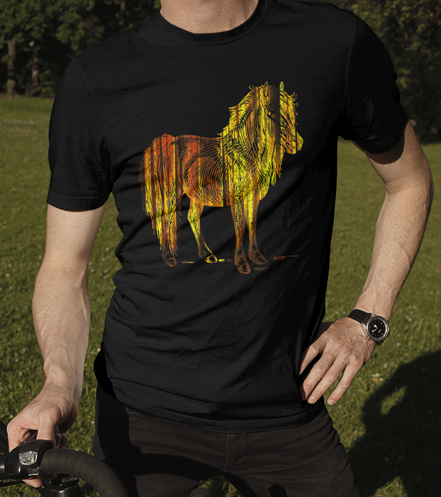 Golden Sparkling Horse Illuminated Elegance T-Shirt