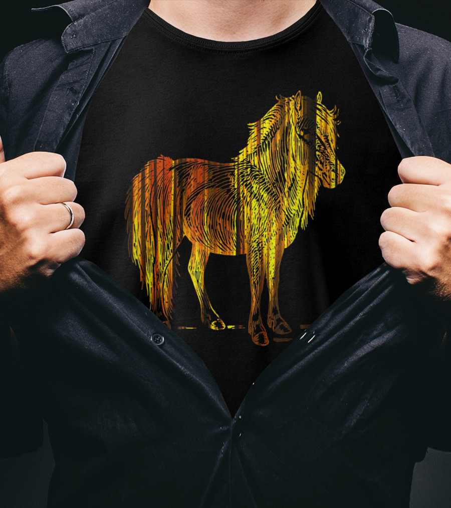 Golden Sparkling Horse Illuminated Elegance T-Shirt