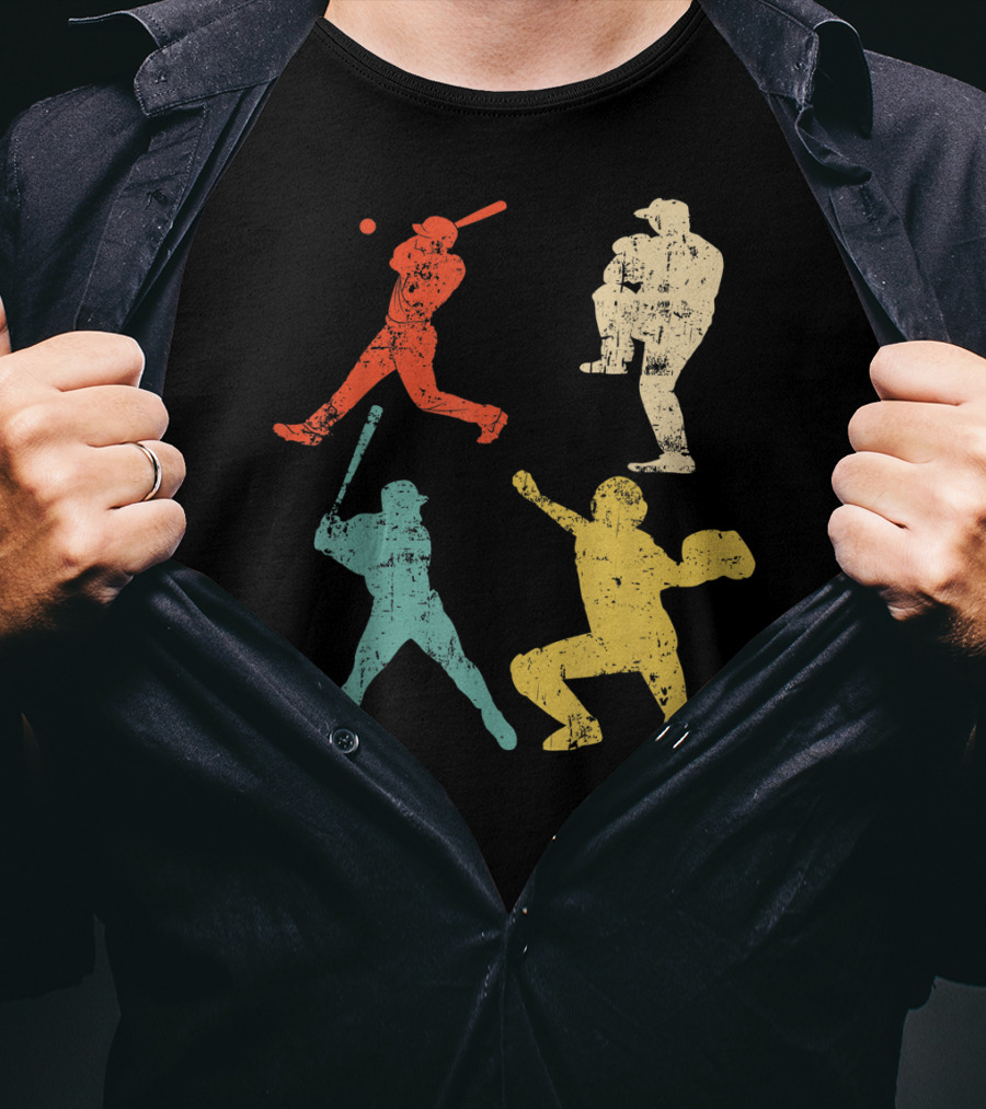 Retro 70s 80s Softball Player T-Shirt