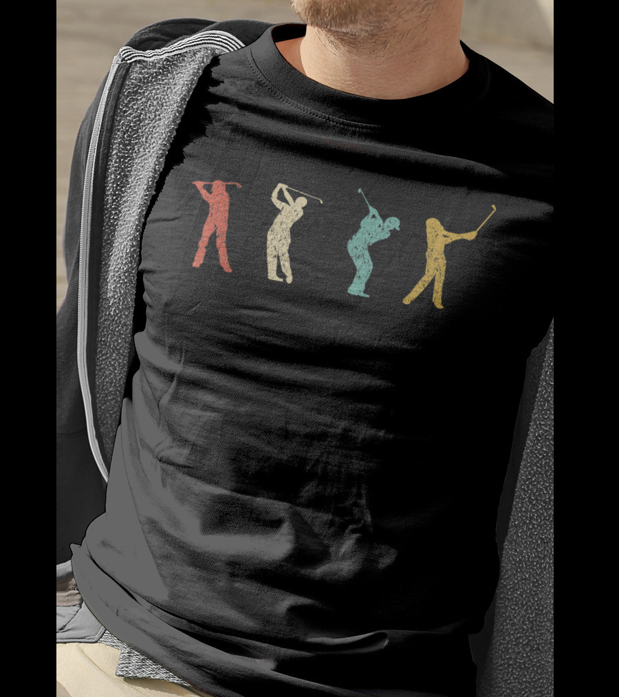 Classic Vintage Style Golf Swing Silhouette Golfer Icons T-Shirt