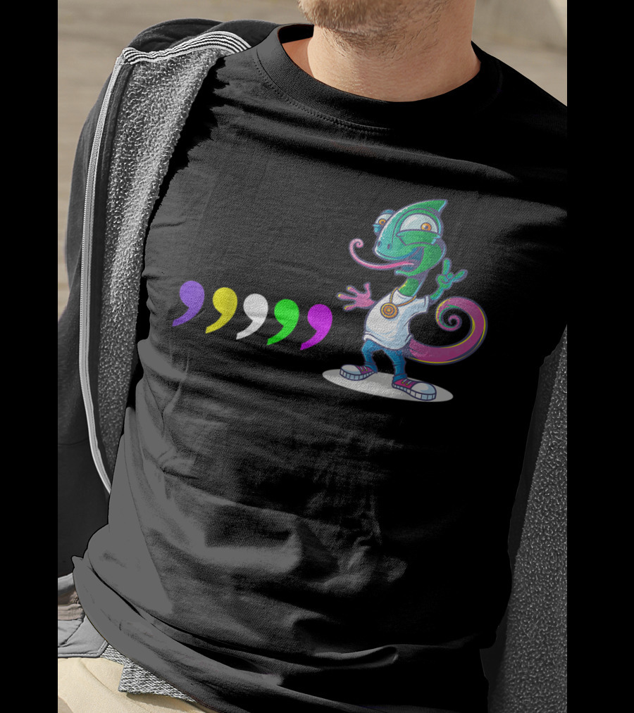 Comma Chameleons 80S Sound Rock Colorful T-Shirt