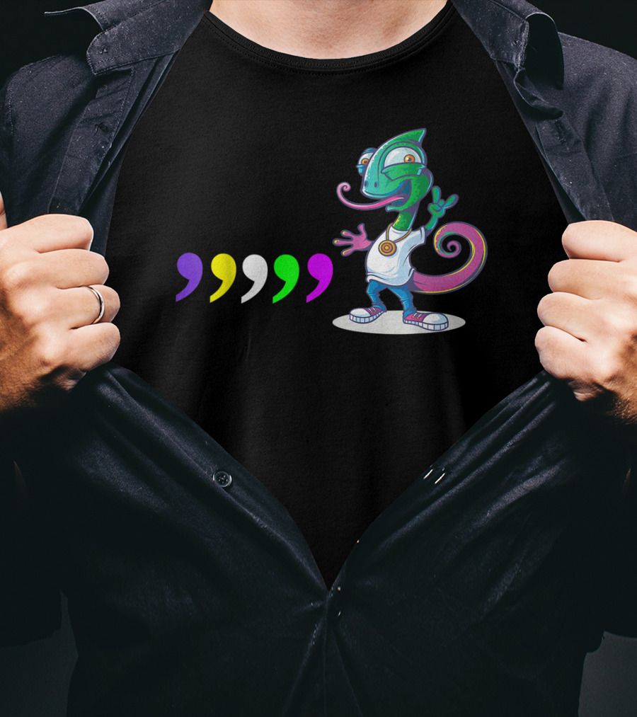 Comma Chameleons 80S Sound Rock Colorful T-Shirt