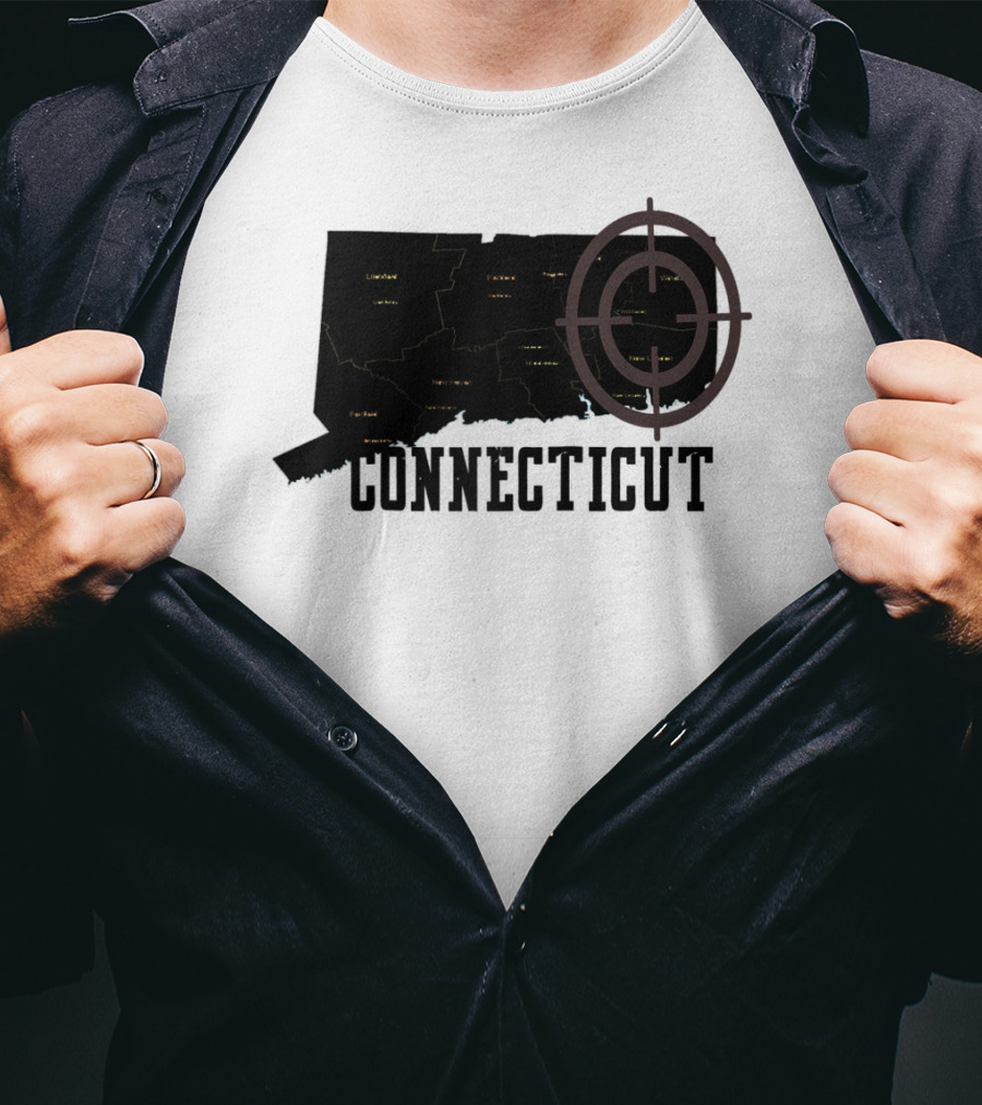 Connecticut Maps Vintage Style With Compass Overlay T-Shirt