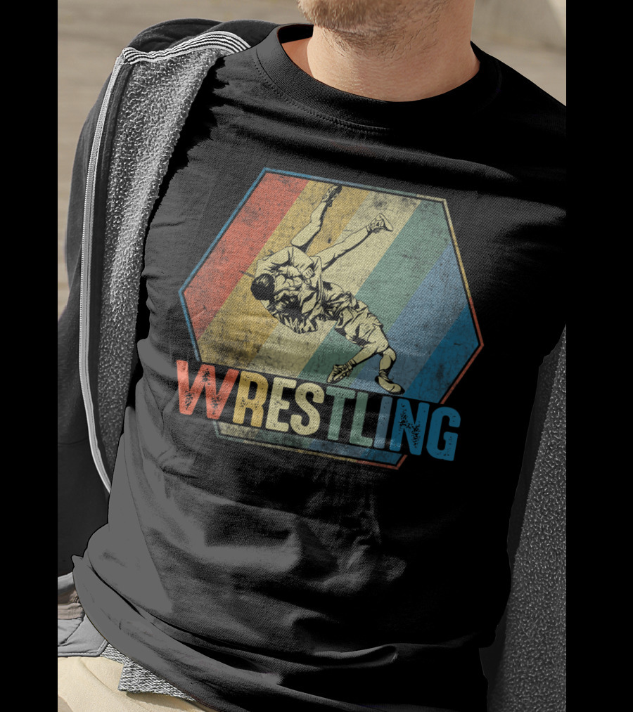Retro Style Wrestling Throwdown Classic Sports Action T-Shirt