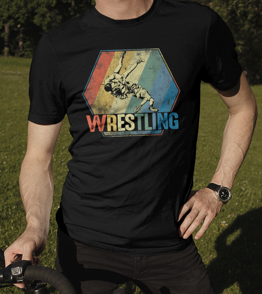 Retro Style Wrestling Throwdown Classic Sports Action T-Shirt