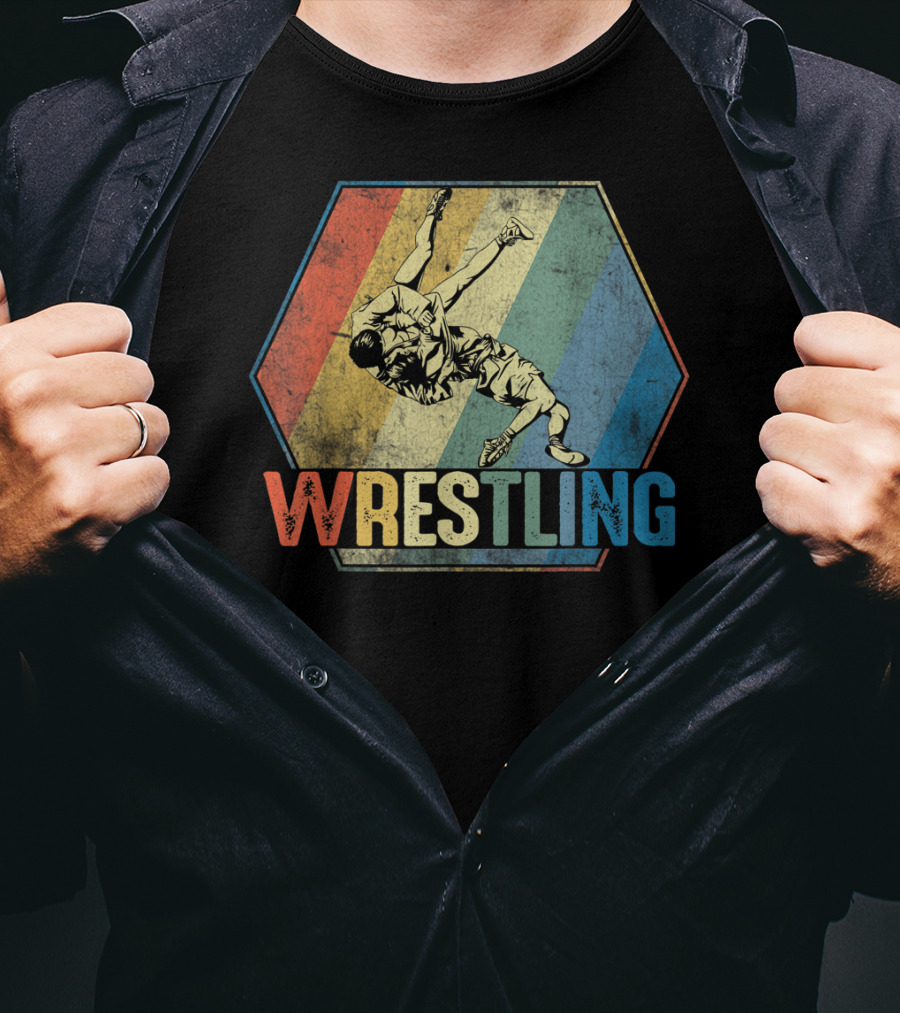 Retro Style Wrestling Throwdown Classic Sports Action T-Shirt