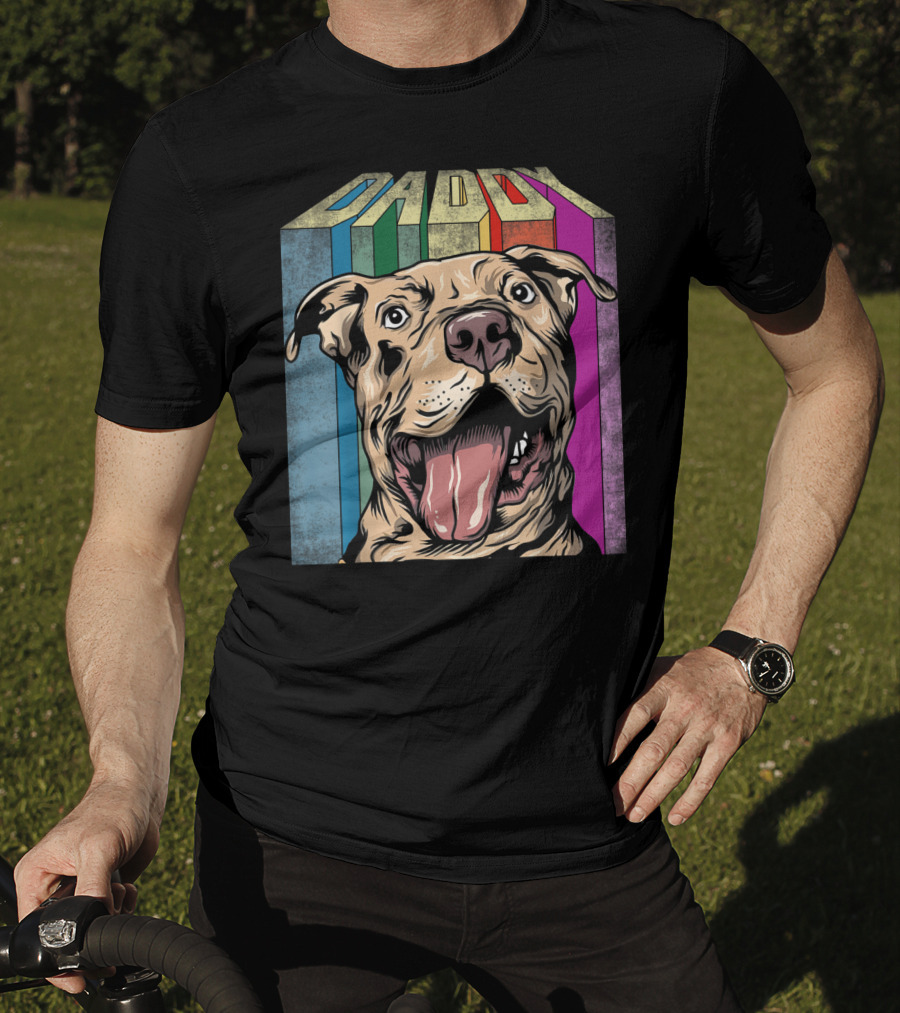 Daddy Colorful Pitbull Dog T-Shirt