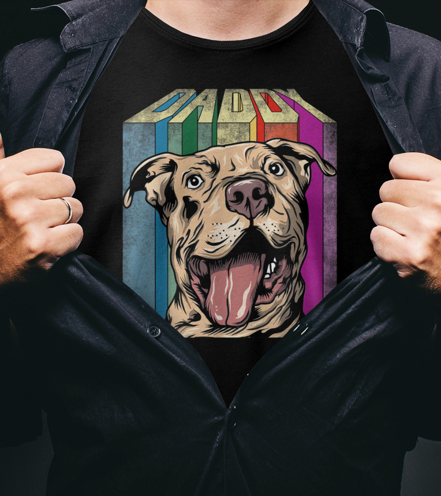 Daddy Colorful Pitbull Dog T-Shirt