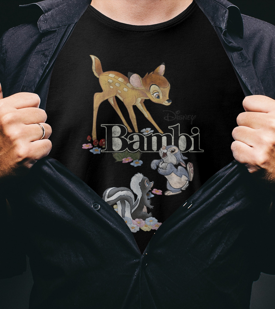 Disney Bambi Classic Group Shot Bambi Flower Thumper T-Shirt