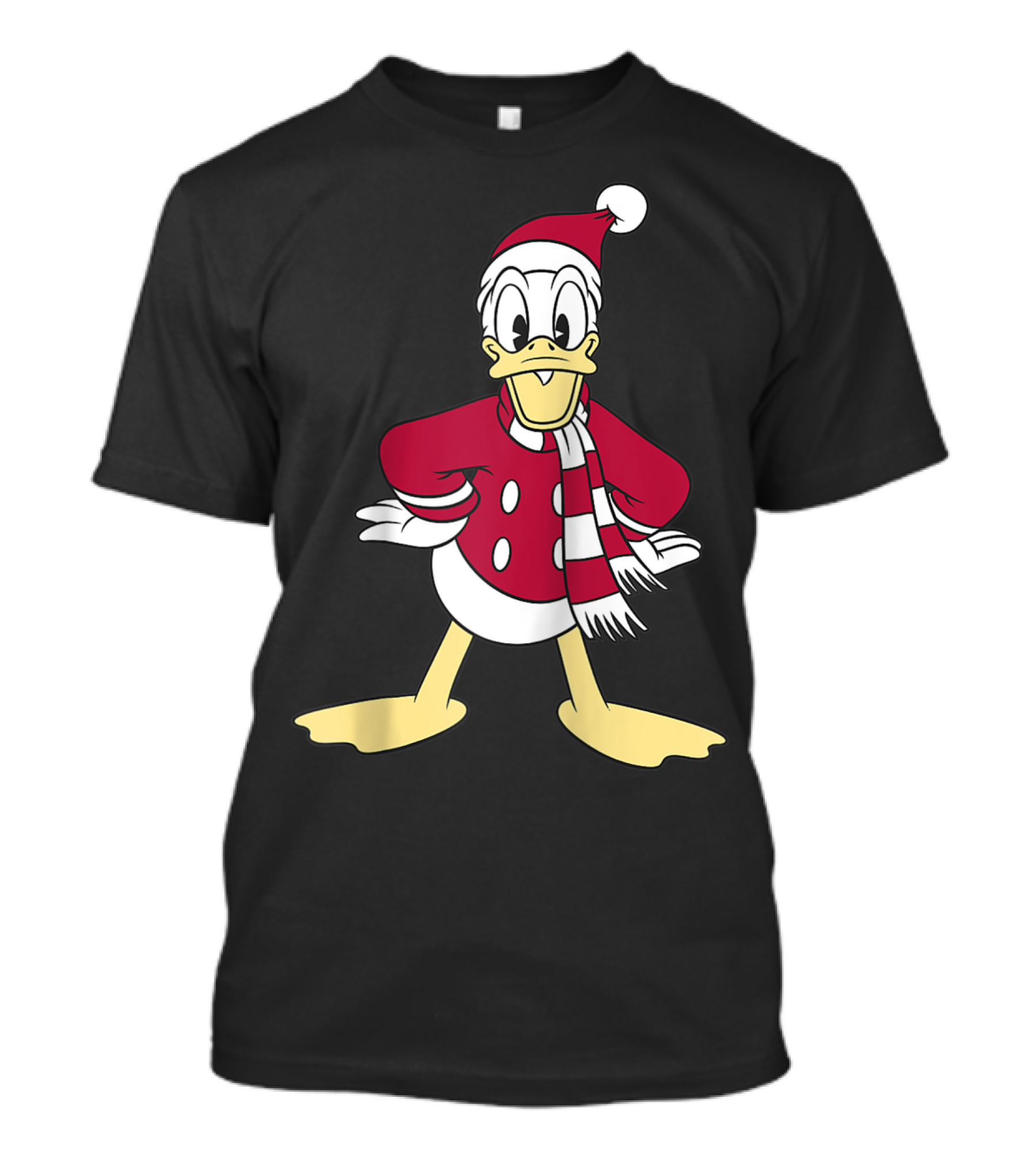 Disney Donald Duck Christmas Classic Portrait Santa Suit And Scarf T-Shirt