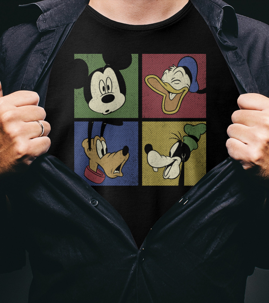 Disney Mickey Donald Pluto Goofy Classic Comic Group T-Shirt