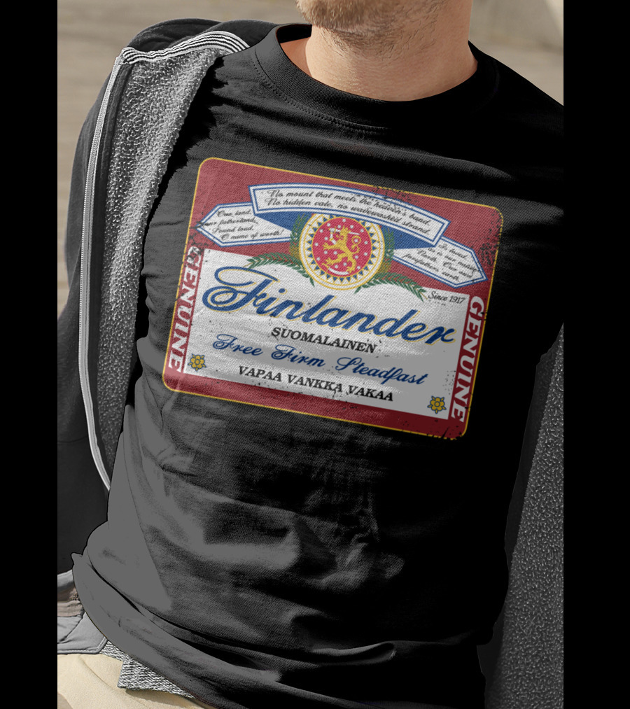 Finlander Genuine Suomilainen Free Firm Steadfast Vapaa Vankka Vakaa Finnish Vintage T-Shirt