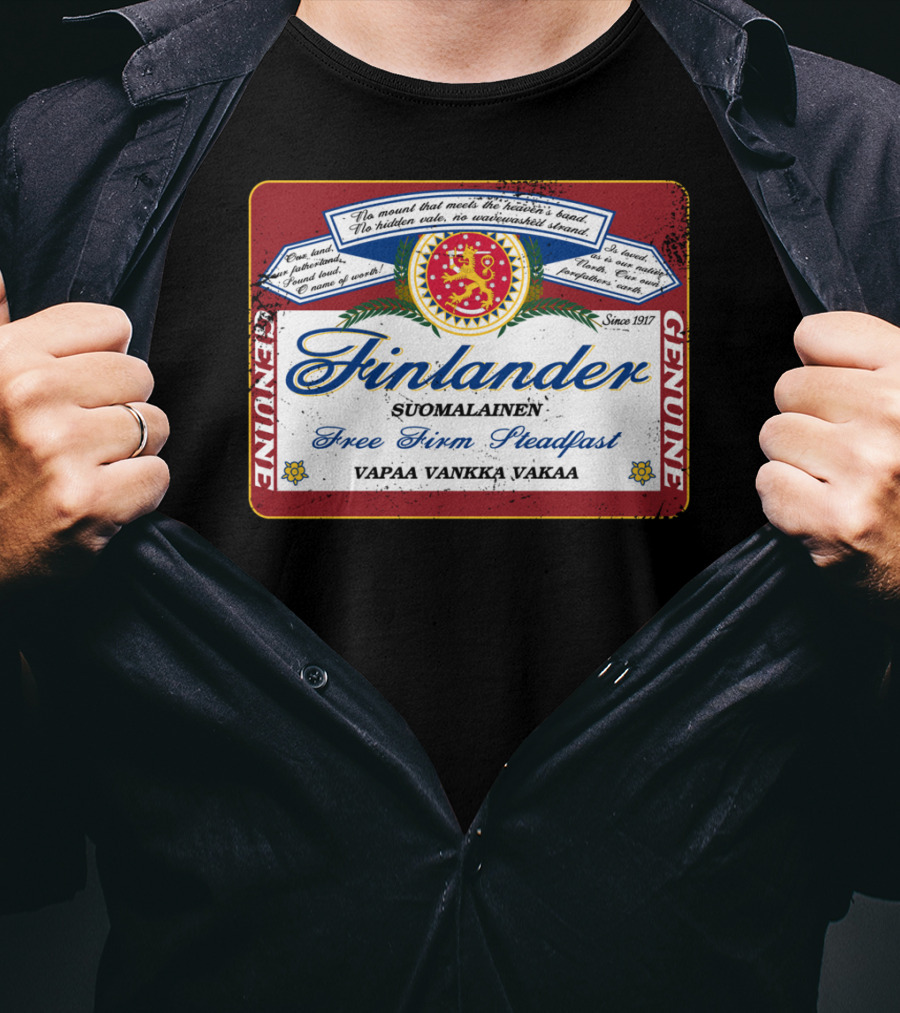 Finlander Genuine Suomilainen Free Firm Steadfast Vapaa Vankka Vakaa Finnish Vintage T-Shirt