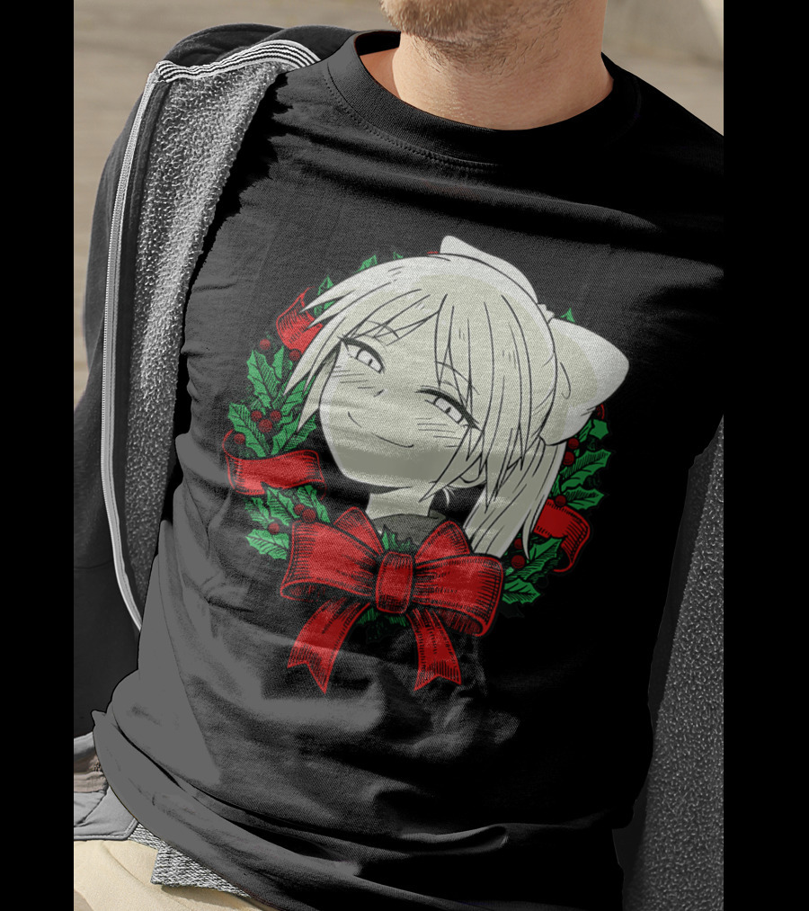 Funny Merry Christmas Manga Classic Wreath Happy T-Shirt