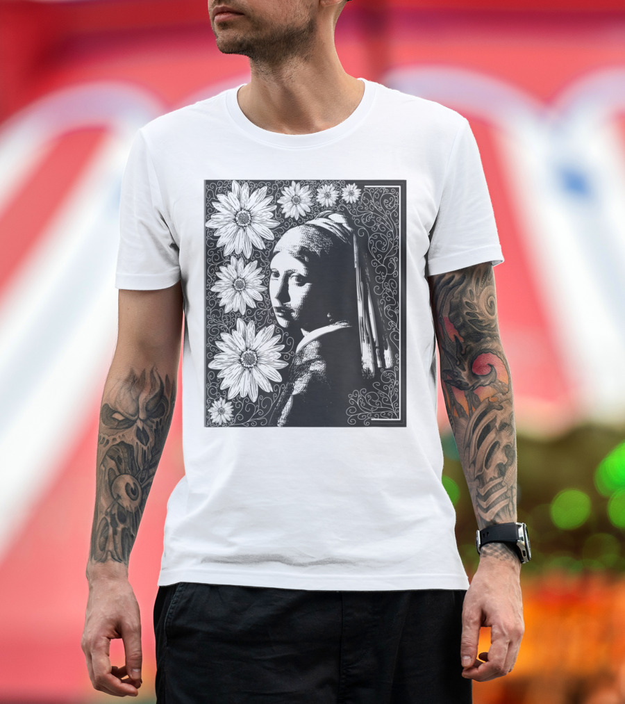 Girl With A Pearl Earring Floral T-Shirt