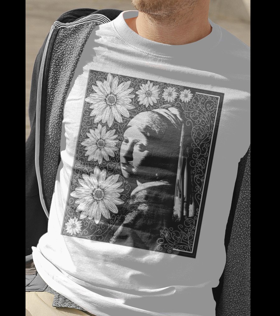 Girl With A Pearl Earring Floral T-Shirt