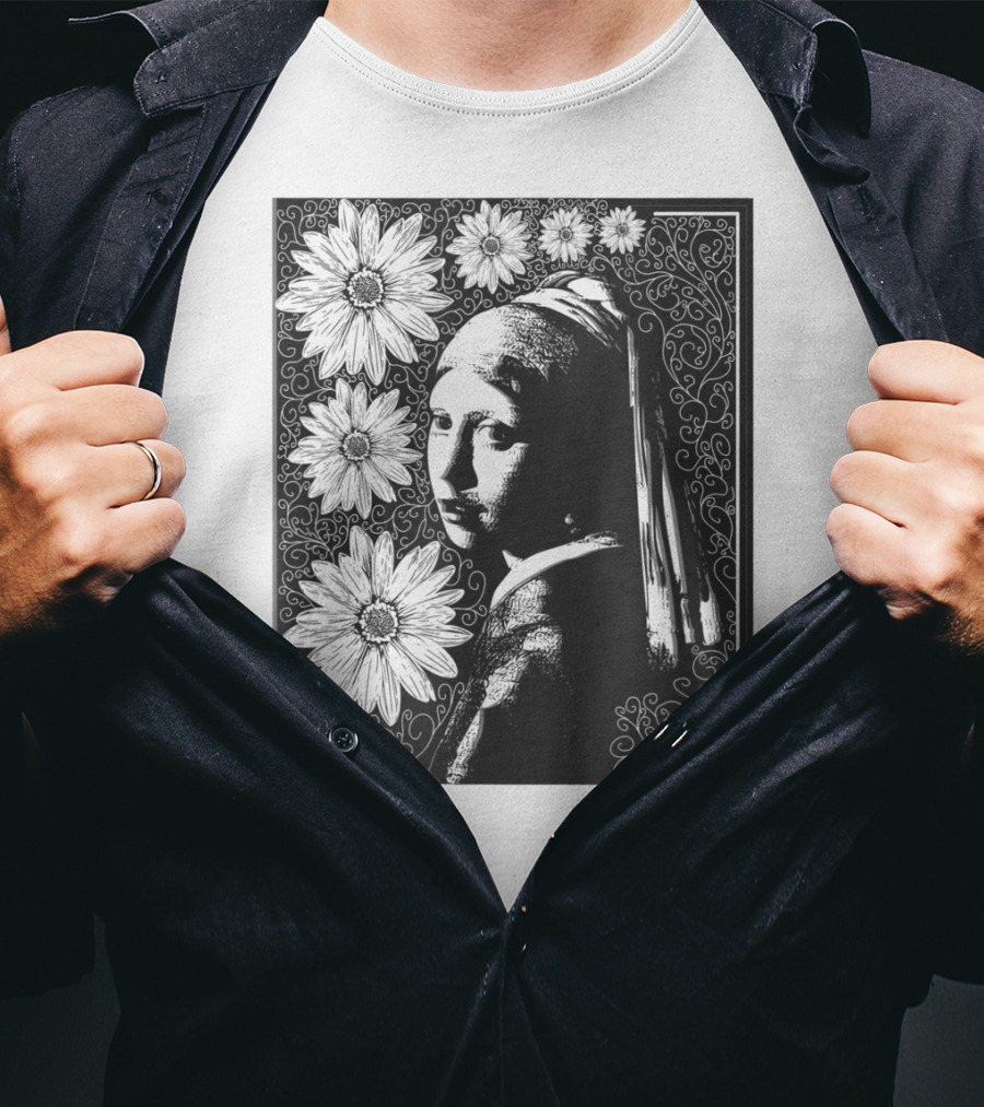 Girl With A Pearl Earring Floral T-Shirt