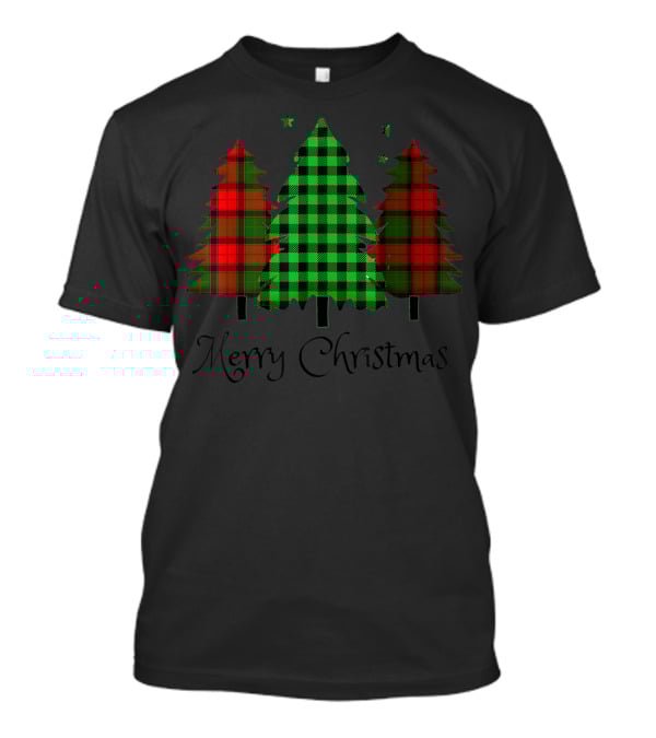 Merry Christmas Plaid Trees T-Shirt