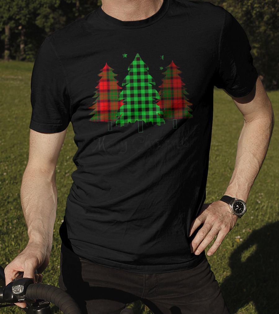 Merry Christmas Plaid Trees T-Shirt