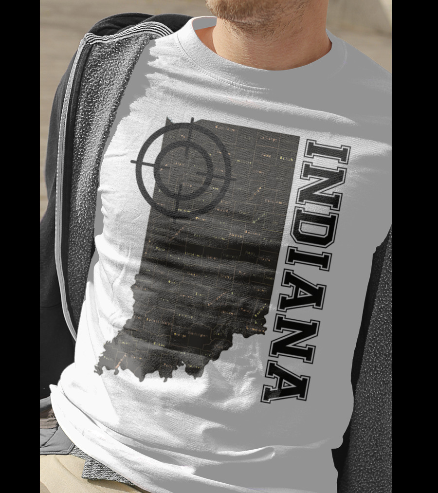 Indiana Map County Outline Vintage Classic Black EJ Maze T-Shirt