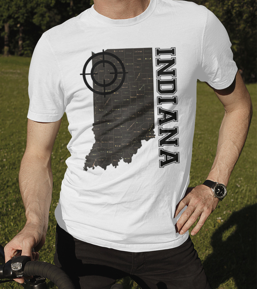 Indiana Map County Outline Vintage Classic Black EJ Maze T-Shirt
