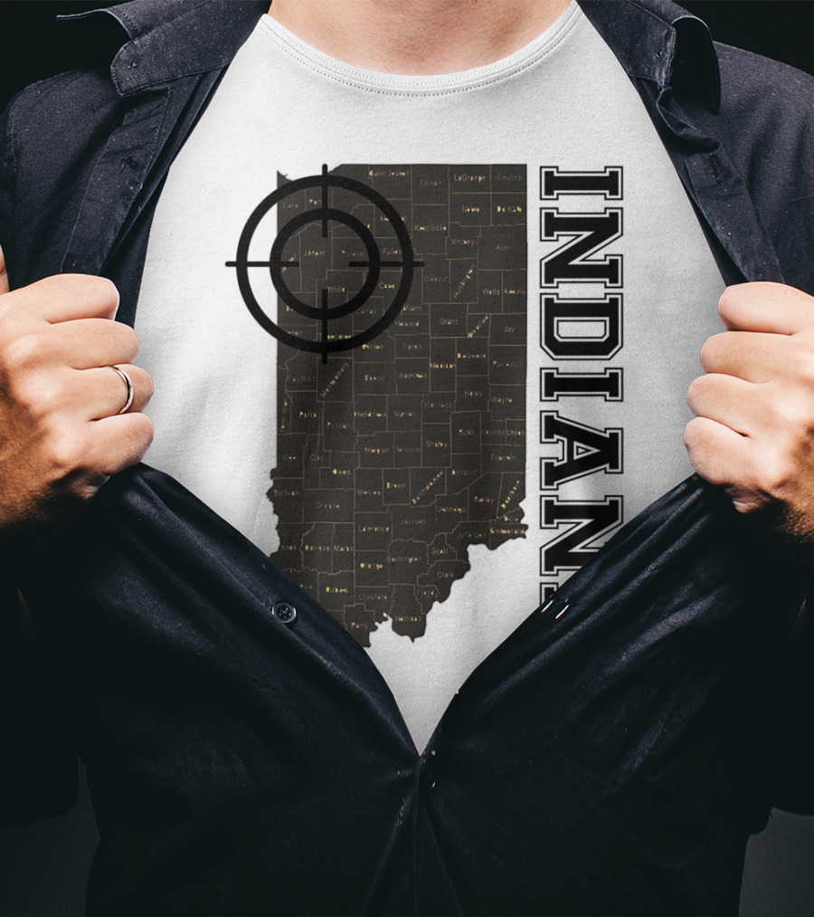 Indiana Map County Outline Vintage Classic Black EJ Maze T-Shirt
