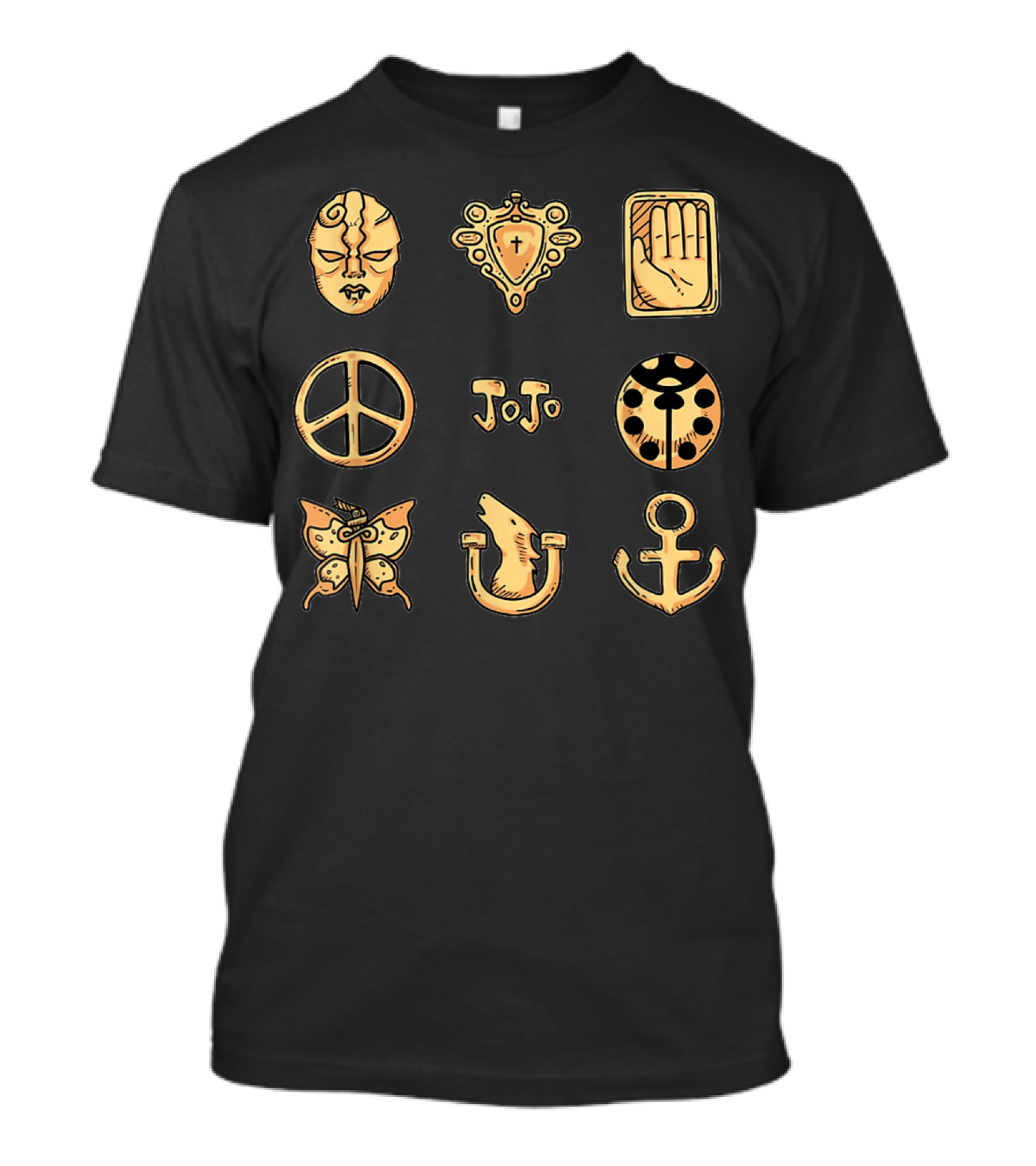 JoJo's Bizarre Adventure Symbols JoJo Peace Mask Anchor Butterfly Hand T-Shirt