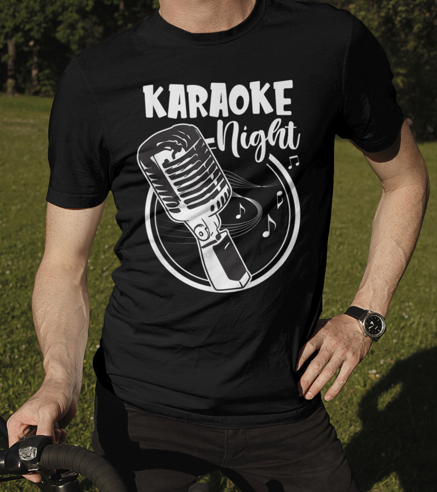 Karaoke Night Classic Mic Singing Music Notes T-Shirt