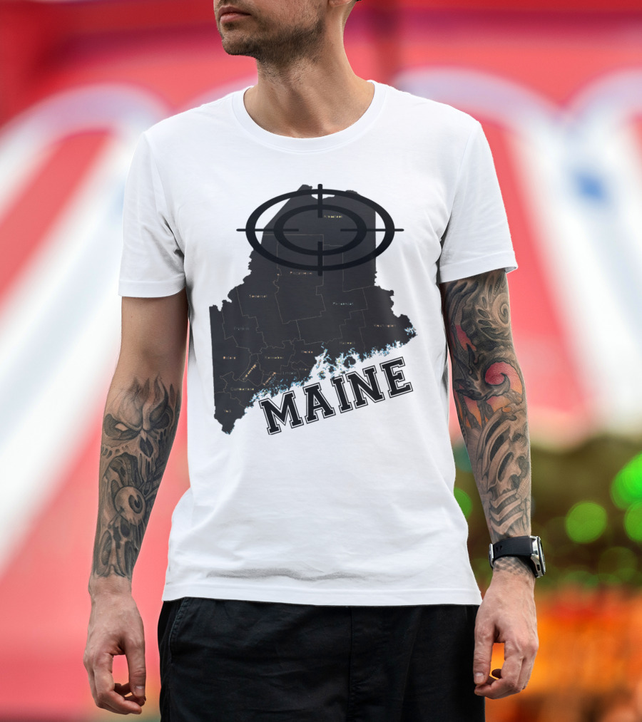 Maine Maps Classic Vintage Fun Target Overlay T-Shirt