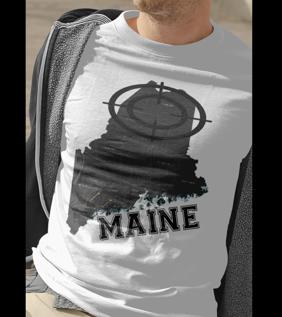 Maine Maps Classic Vintage Fun Target Overlay T-Shirt
