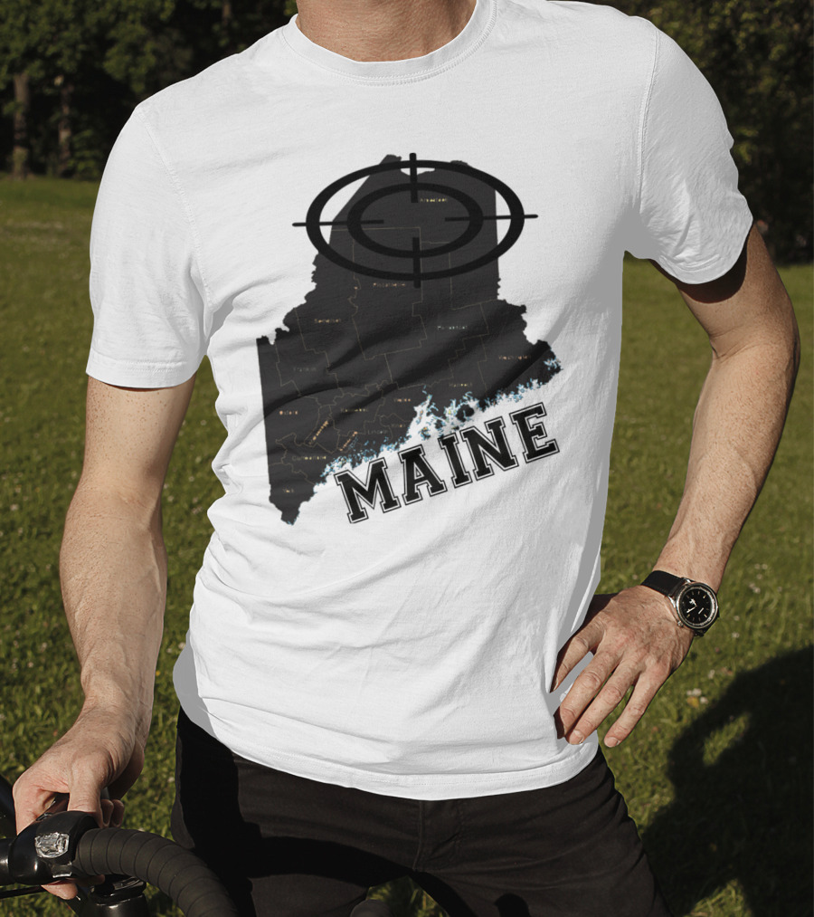 Maine Maps Classic Vintage Fun Target Overlay T-Shirt