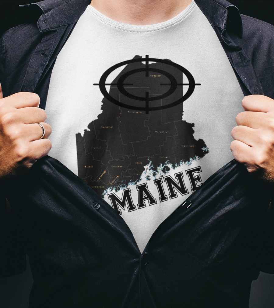Maine Maps Classic Vintage Fun Target Overlay T-Shirt