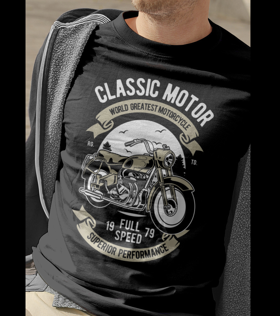 Classic Motor World Greatest Motorcycle Full Speed 1979 Superior Performance Men's Biker Motorcycle Bike T-Shirt