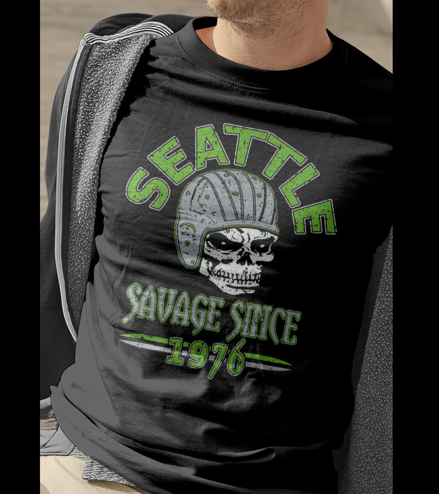 Seattle Savage Skull Helmet Since 1976 T-Shirt