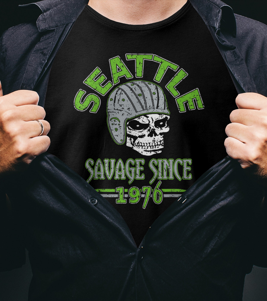 Seattle Savage Skull Helmet Since 1976 T-Shirt