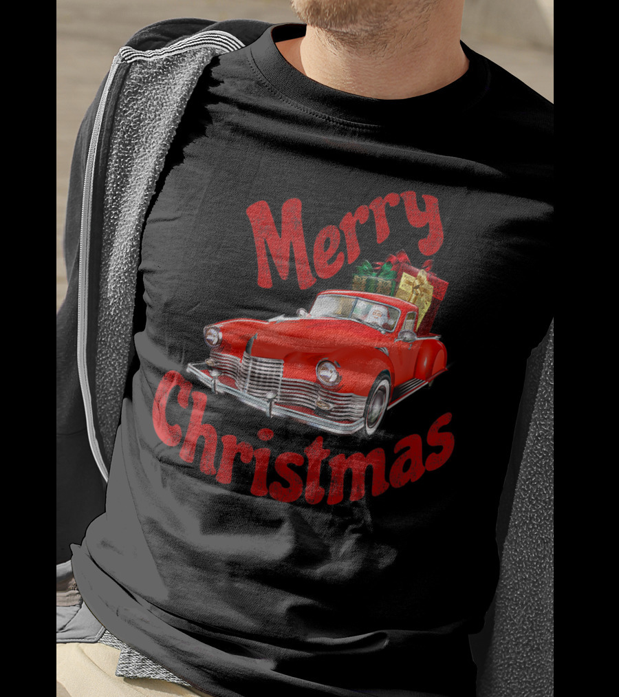 Merry Christmas Classic Car With Presents T-Shirt