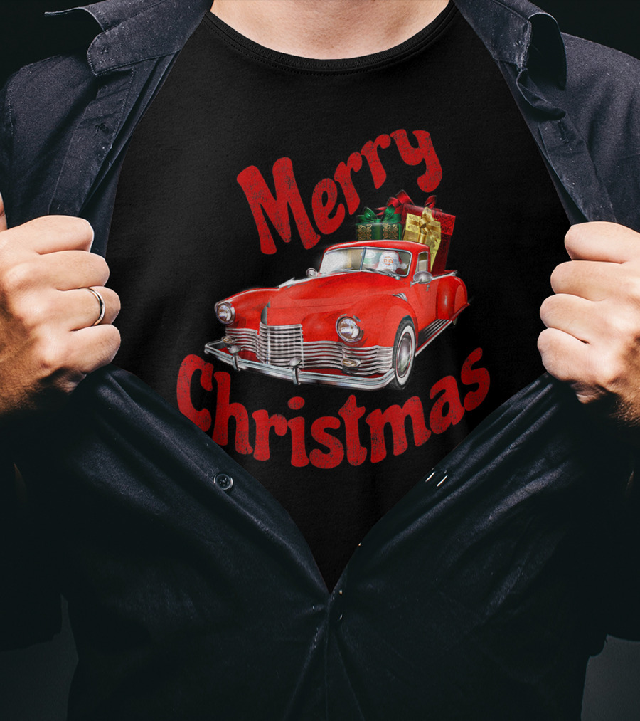 Merry Christmas Classic Car With Presents T-Shirt